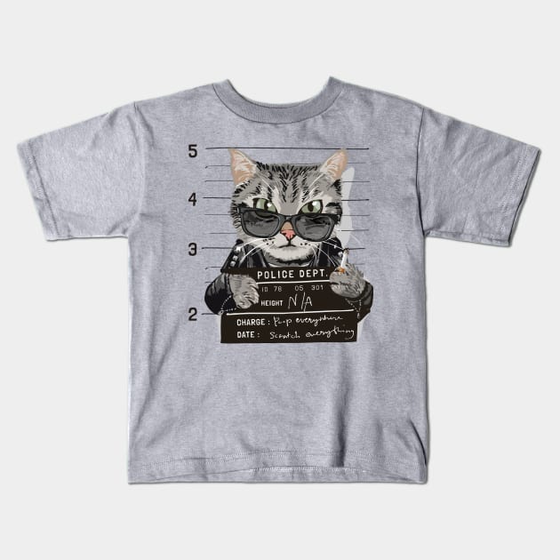 Mischievous Kitten with Glasses Kids T-Shirt by DogsandCats